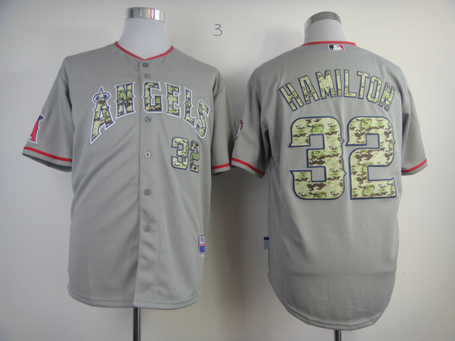 Men Los Angeles Angels 32 Hamilton Grey Camo MLB Jerseys